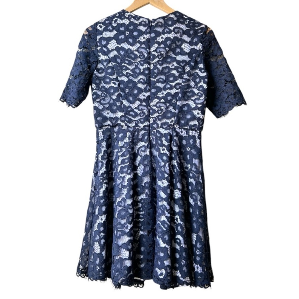 Shoshanna Carmen Lace Fit & Flare Dress in Ink Navy Blue White Sz 6 - Picture 8 of 14